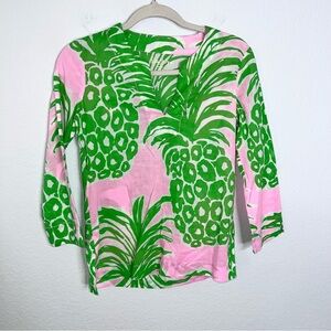 Lilly Pulitzer Top Women's XXS Pineapple Flamenco Pink Green Tropical Y